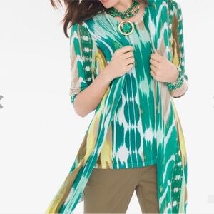 Chicos Boho Open Front Long Cardigan Duster Chicos Size 0/ XS/ 4 NEW